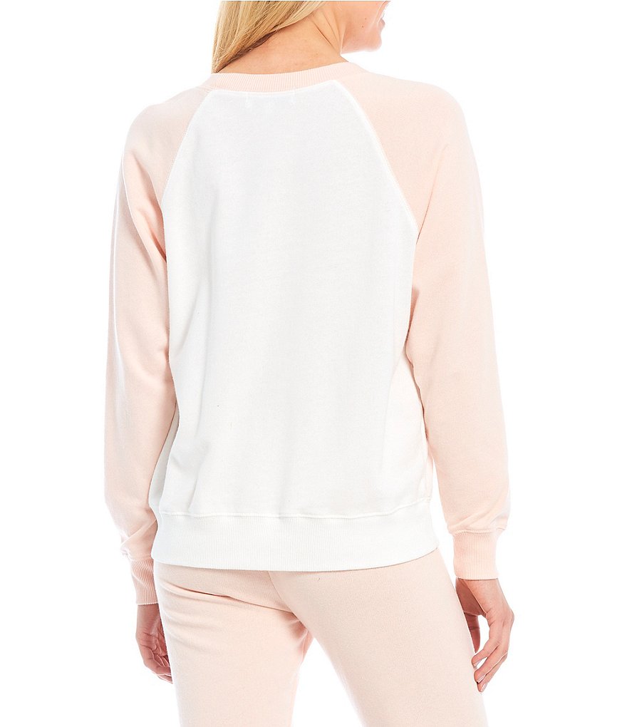 WILDFOX Knit Grapefruit Stripe Long Sleeve Coordinating Pullover