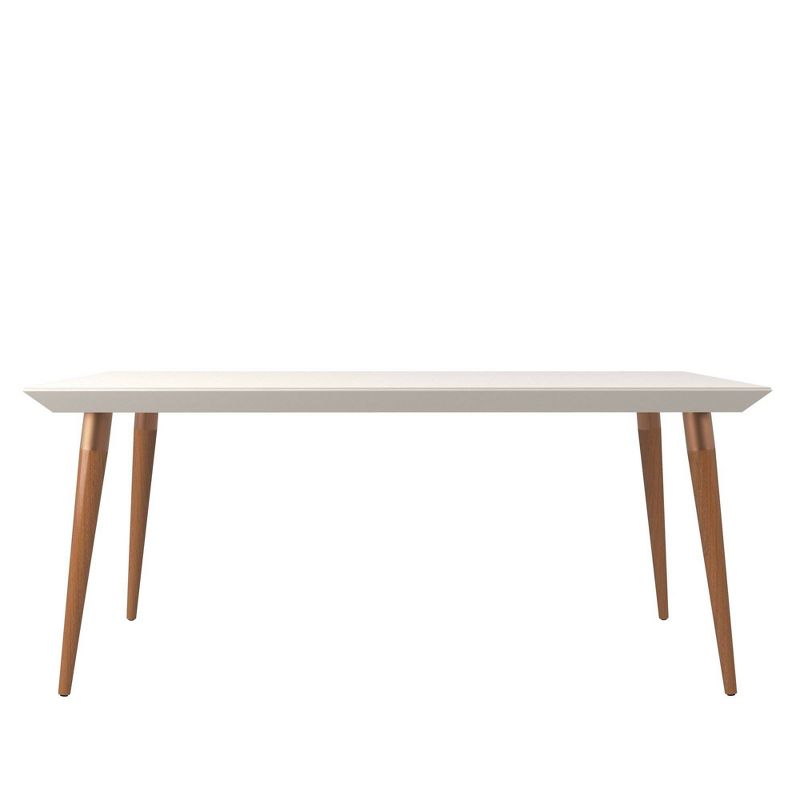 70.86" Utopia Modern Beveled Rectangular Dining Table with Glass Top Maple Cream/Off White - Manhattan Comfort