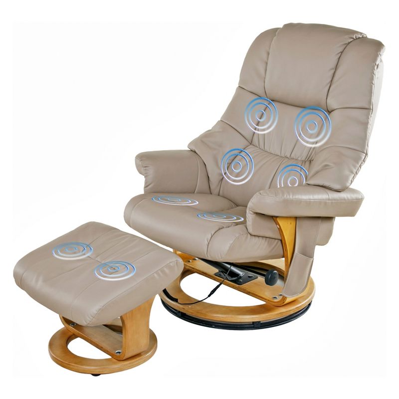 Plush 8 motor massage Leisure Recliner with Ottoman Beige - Relaxzen