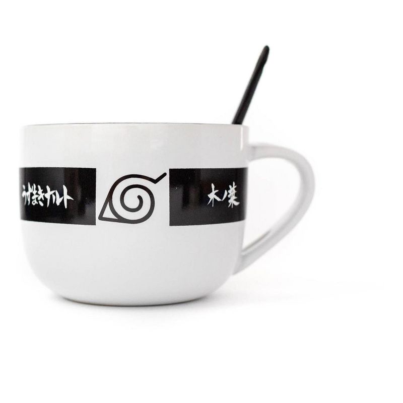 Just Funky Naruto Anime Ceramic Ramen Soup Mug with Spoon - Awesome 20 oz Coffee Cup for Office