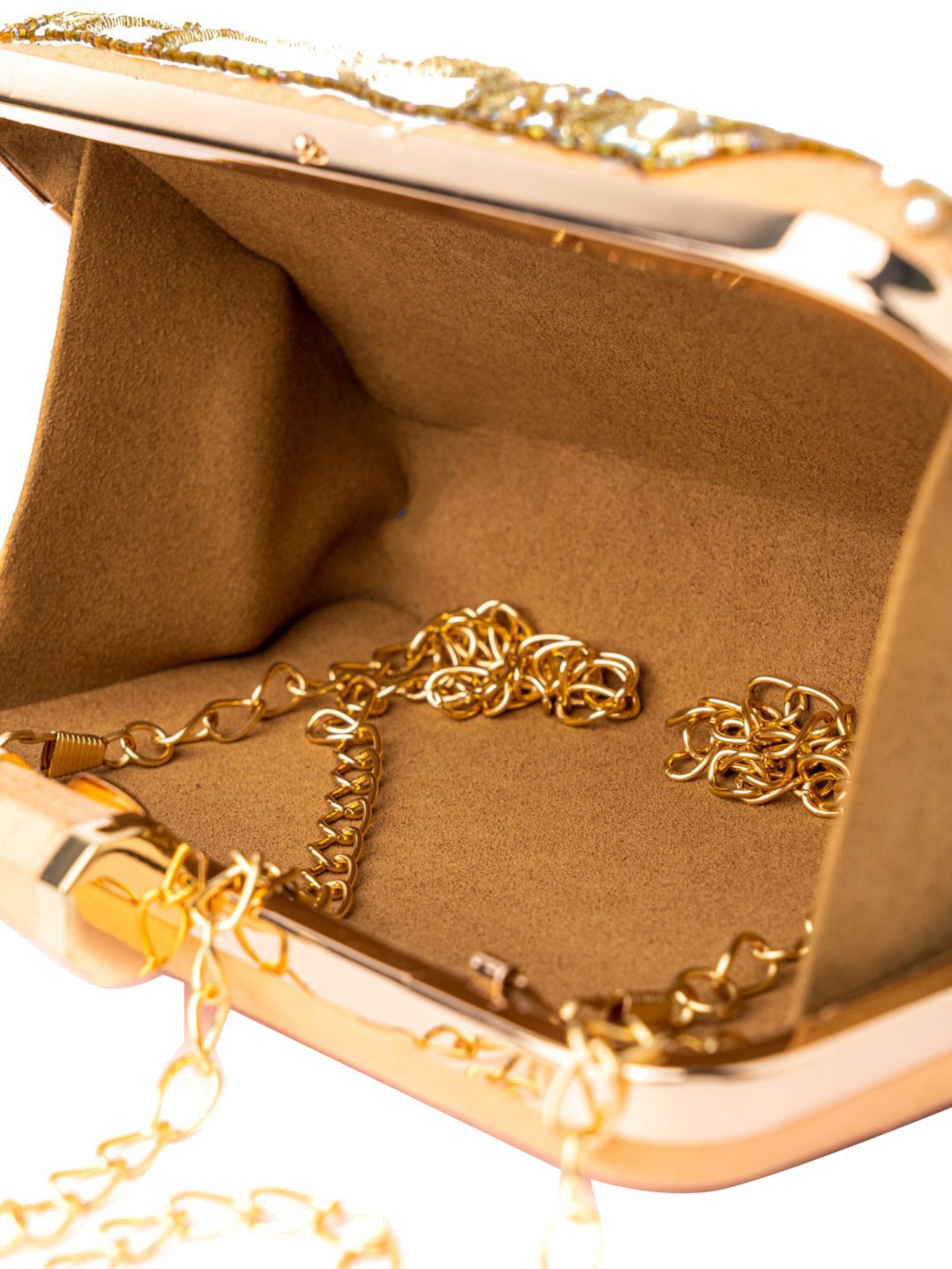 NR by Nidhi Rathi Beige Fabric Clutch