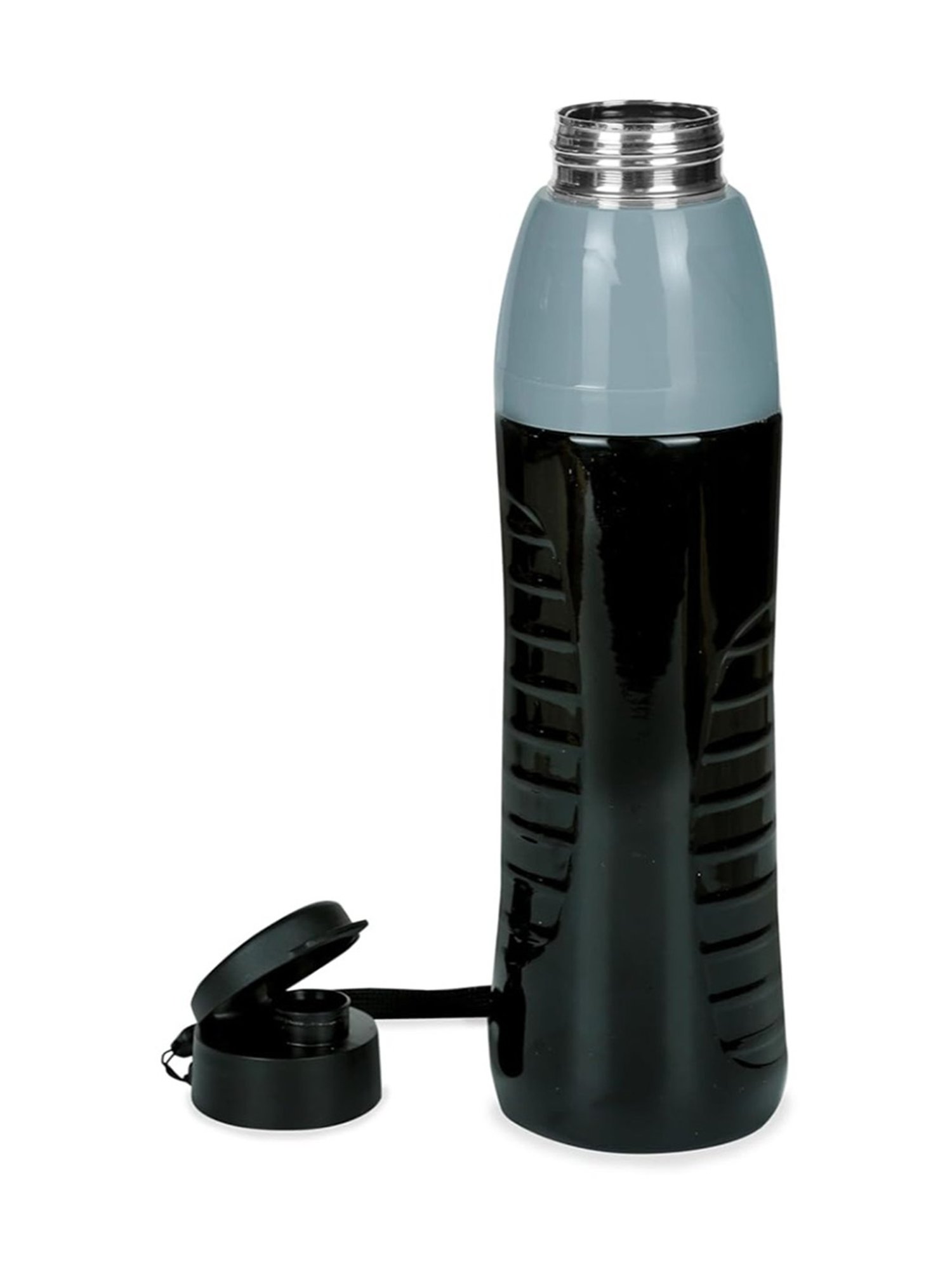 Varmora Gripo Black Stainless Steel Insulated Inner Steel Outer Plastic Water Bottle - 700 ml