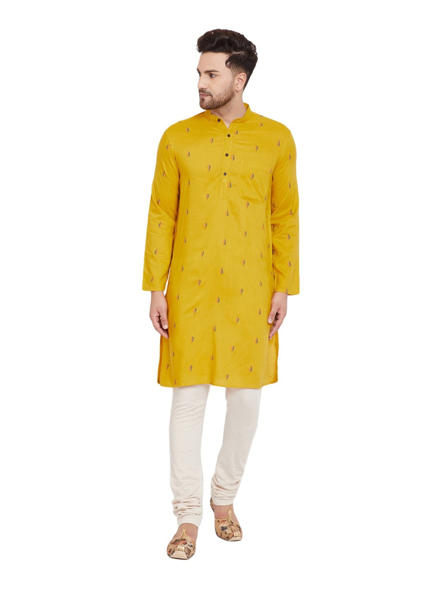 Even Mustard Regular Fit Printed Kurta