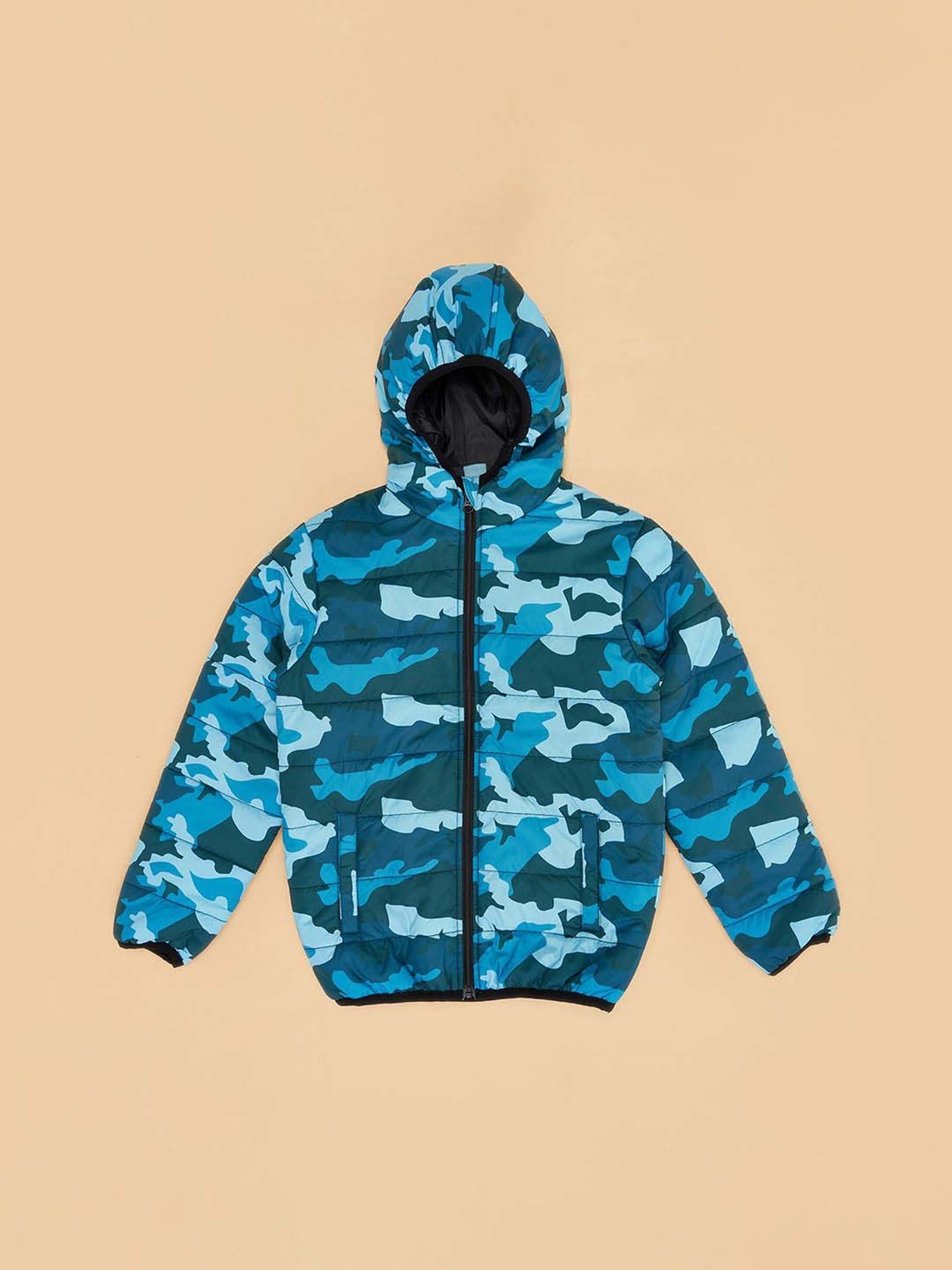 YU by Pantaloons Kids Blue Camouflage Full Sleeves Jacket