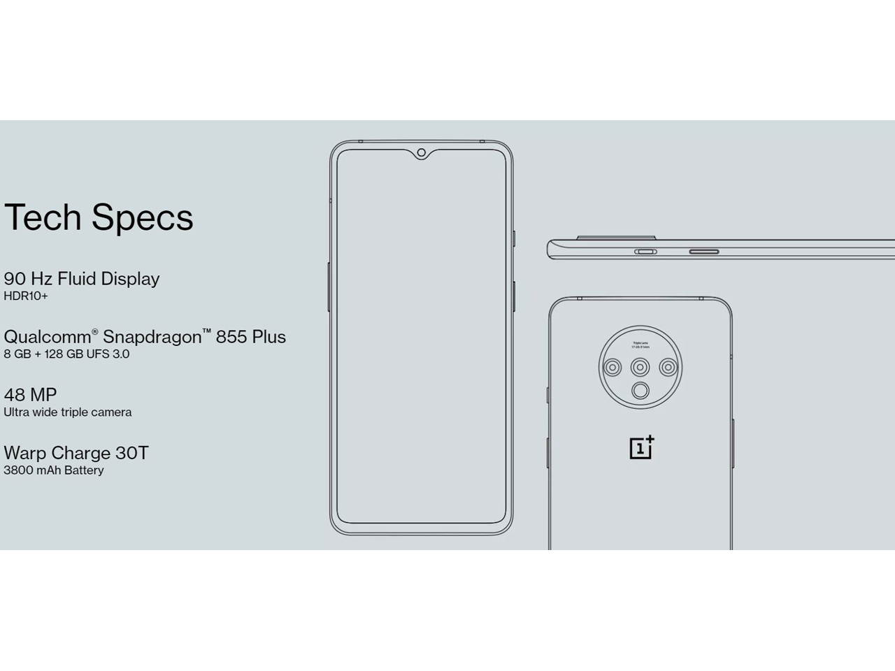 OnePlus 7T 128GB T-Mobile Unlocked Black (B) - Renewed