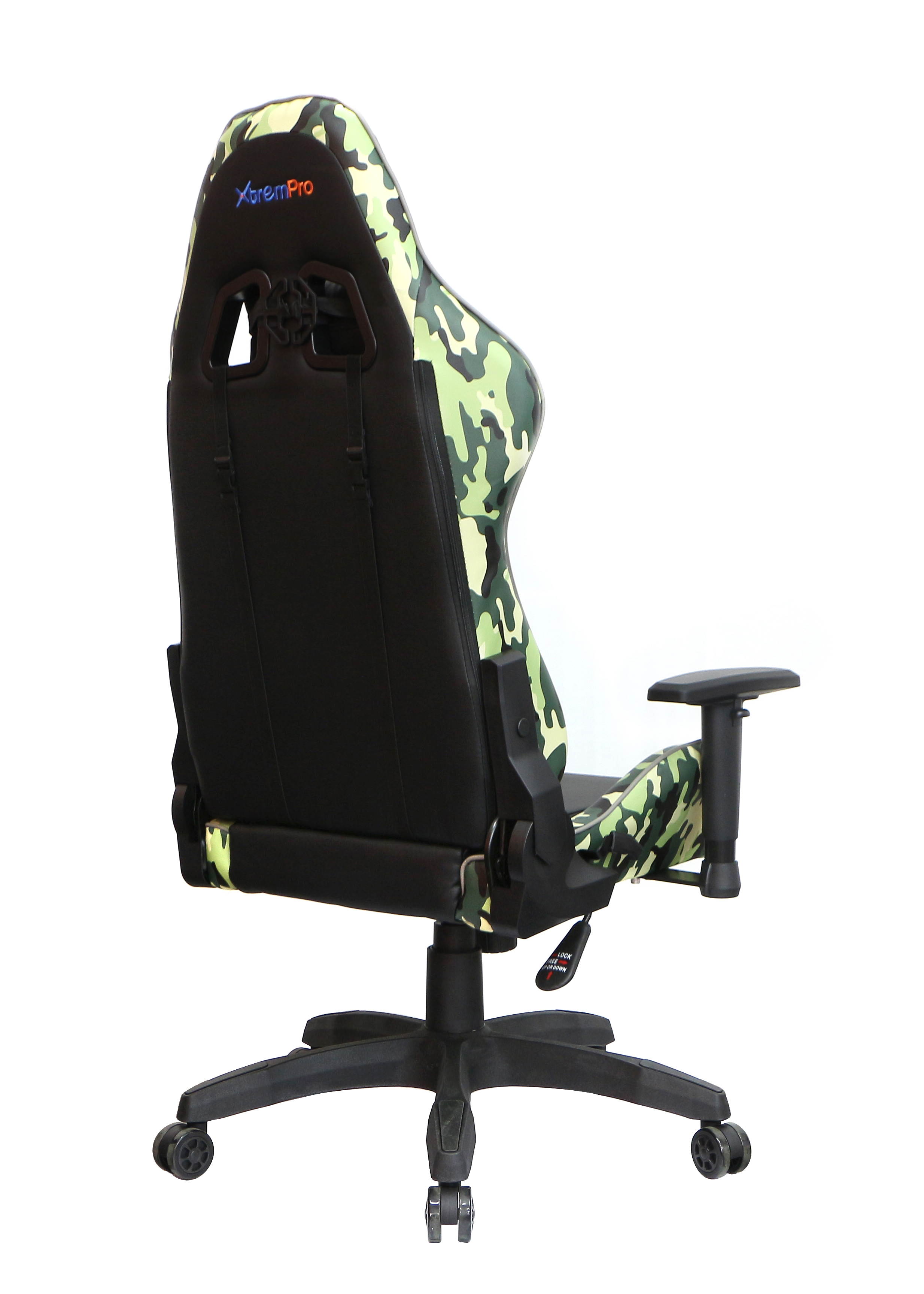 Gaming Chair Camouflage Camo Print Neck and Lumbar Support Adjust 4D Armrest Tilt Lock System Class 4 Gas Lift 360&deg; Casters
