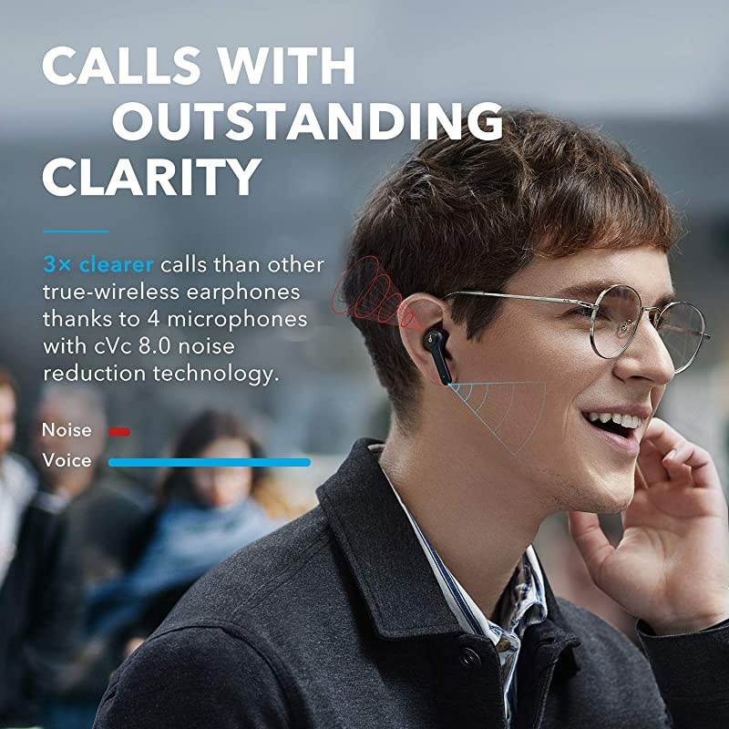 Anker  Life P2 True Wireless Earbuds with 4 Microphones, CVC 8.0 Noise Reduction, aptX Audio, Graphene Driver, USB C, 40H Playtime, IPX7 Waterproof, Wireless Earphones for Work, Home Office