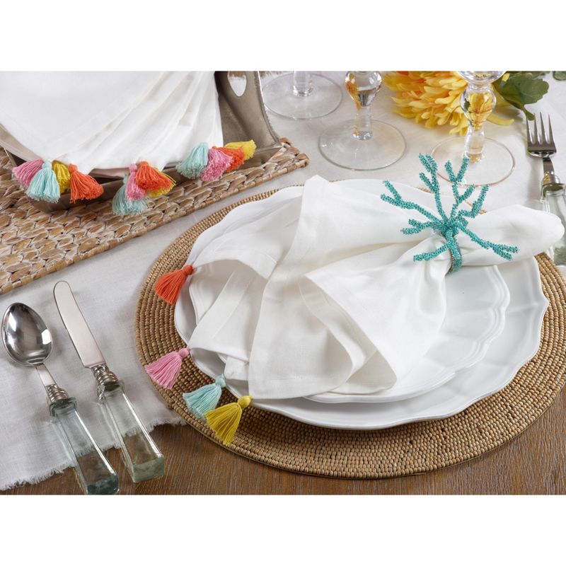 Saro Lifestyle Cloth Table Napkins With Fiesta Tassel Corners (Set of 4)