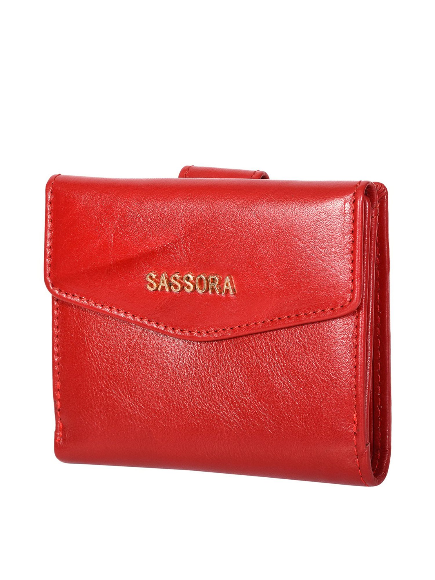 SASSORA Red Solid Rfid Bi-Fold Wallet for Women