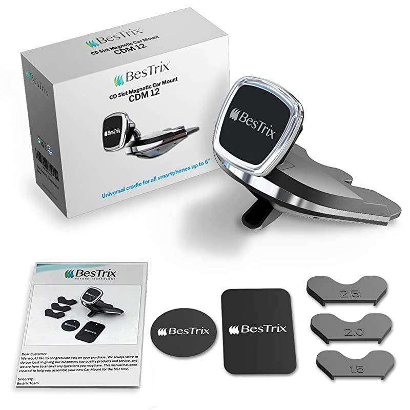 Magnetic Phone Car Mount |Universal Magnetic Car Cell Phone Holder | Magnet Car Phone Holder Compatible w/ iPhone 12 11 Pro/11 Pro Max/XS/XR/X/8/7,Galaxy S10/S10+/S9/S9 Note & More (CD Slot)