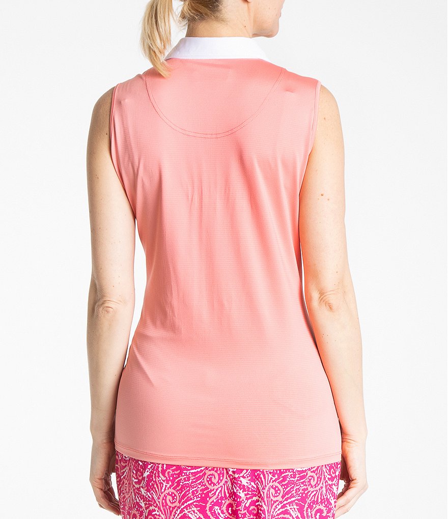 Sport Haley Jardin Sleeveless Colorblock Point Collar V-Neck Polo Tank Top