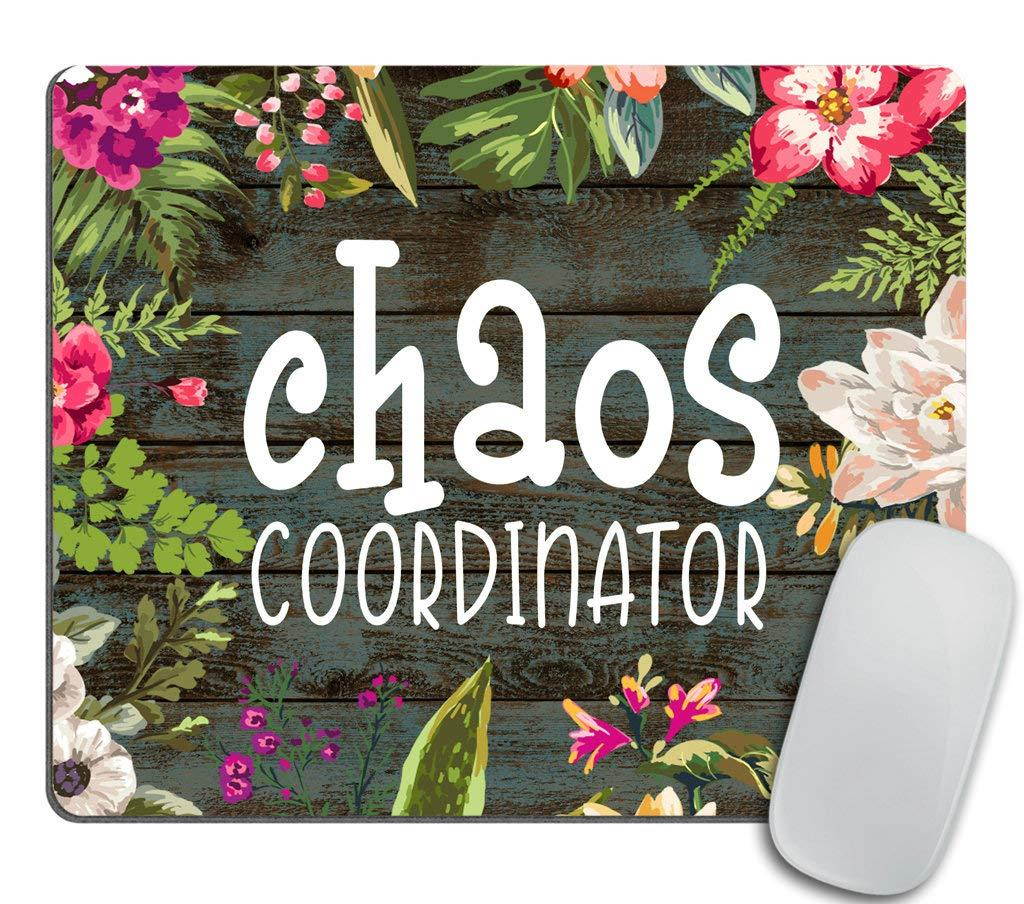 Chaos Coordinator Motivational Quote Mouse pad,Floral Mouse Pad Computer Accessories Home Office Space Cubicle Decor Gaming Mouse Pad Custom Design,