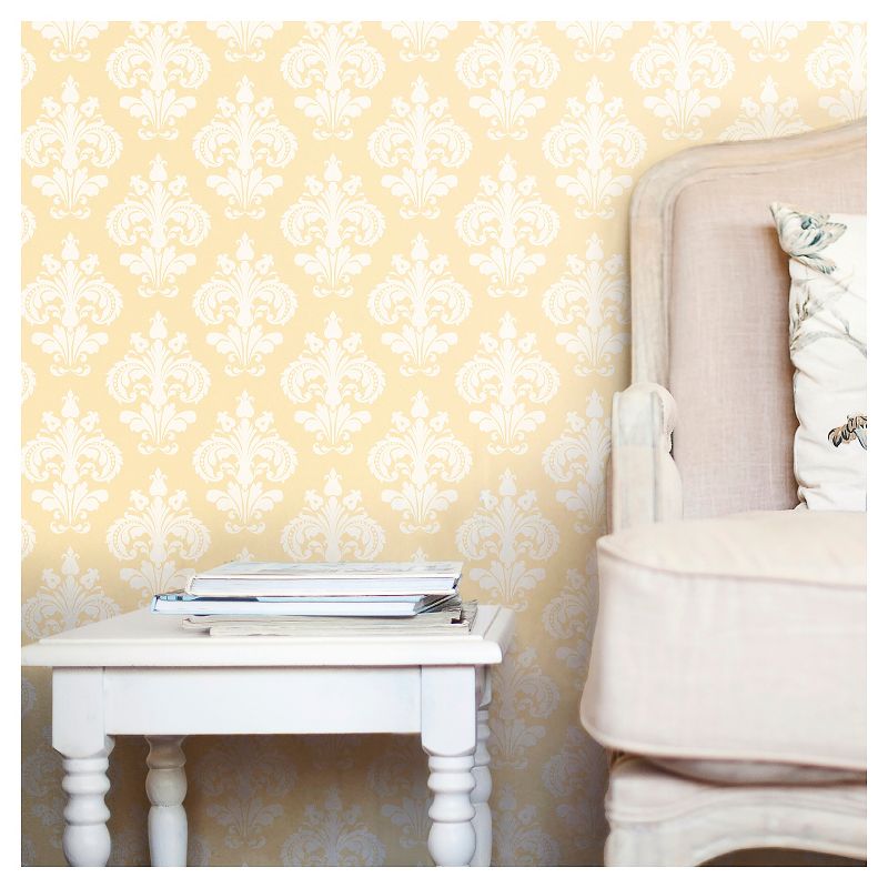 Devine Color Chantilly Peel & Stick Wallpaper Yellow/White