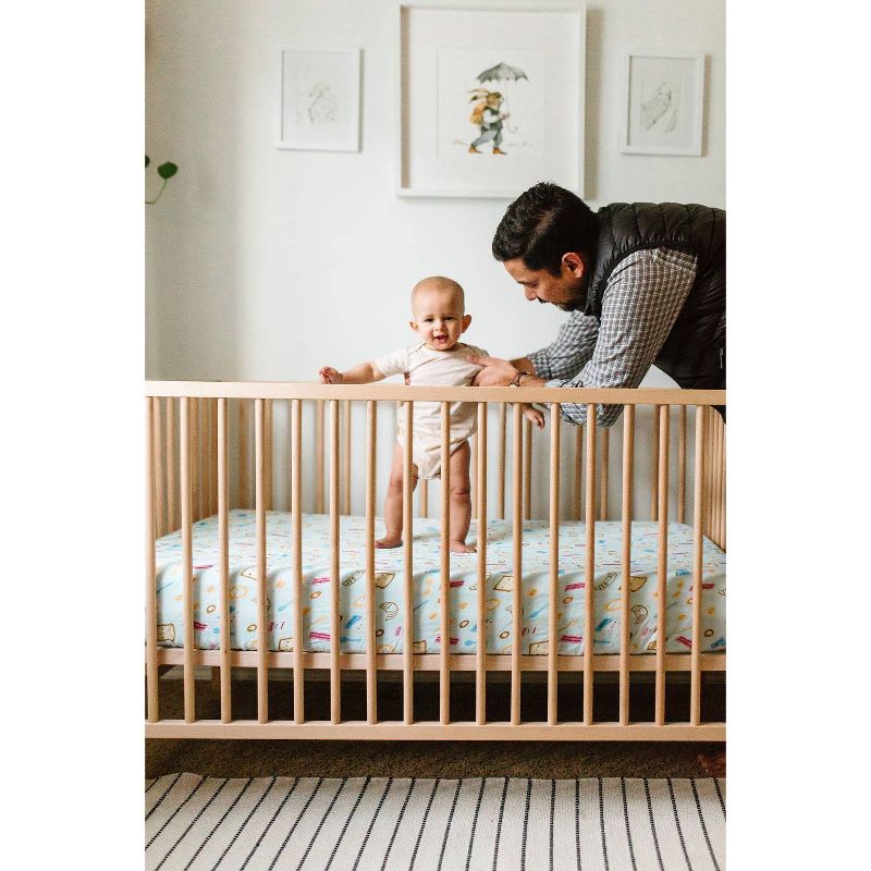 Loulou Lollipop Muslin Fitted Crib Sheet - Breakfast Blue