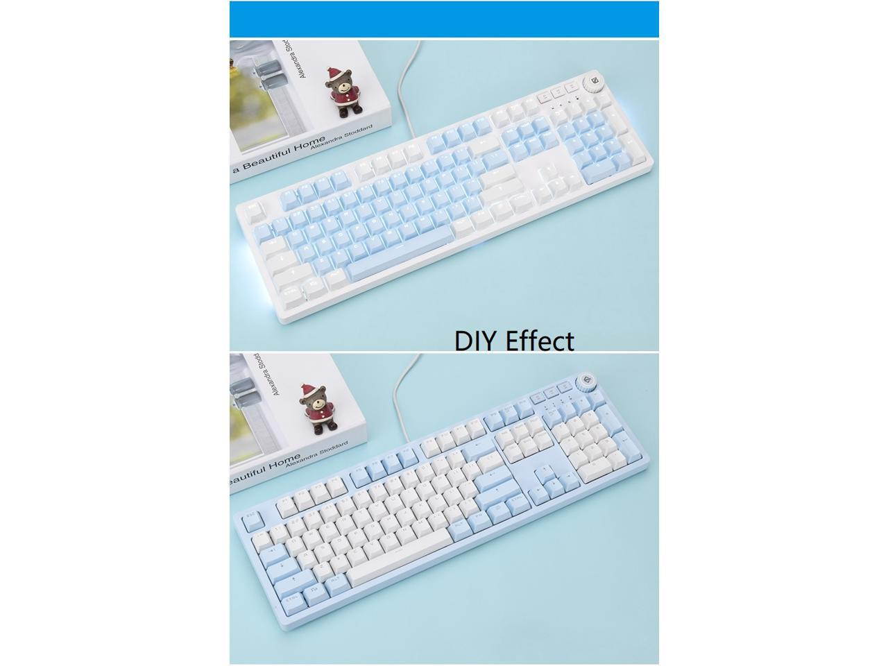 A-jazz AK515 104Keys N-Key Rollover White Backlit USB Wired Mechanical Gaming Keyboard-Black Switch,PBT Keycaps, Type-C, White