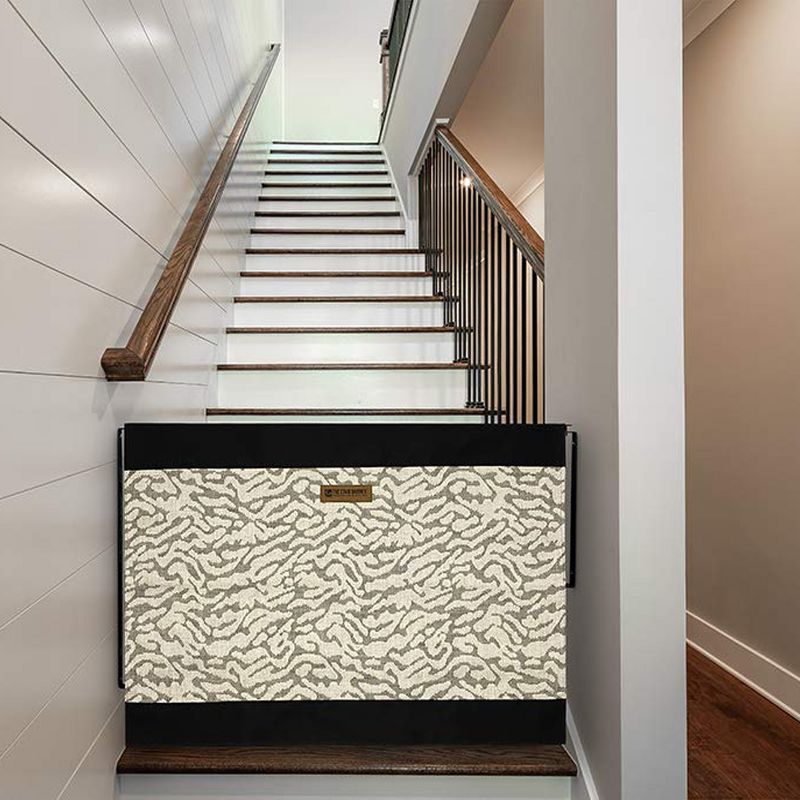 The Stair Barrier Regular Wall to Wall Single Panel Swing Gate with Fabric Slipcover Baby and Pet Safety Gate, 27 to 42.5 Inch, Shades of Linen, Black