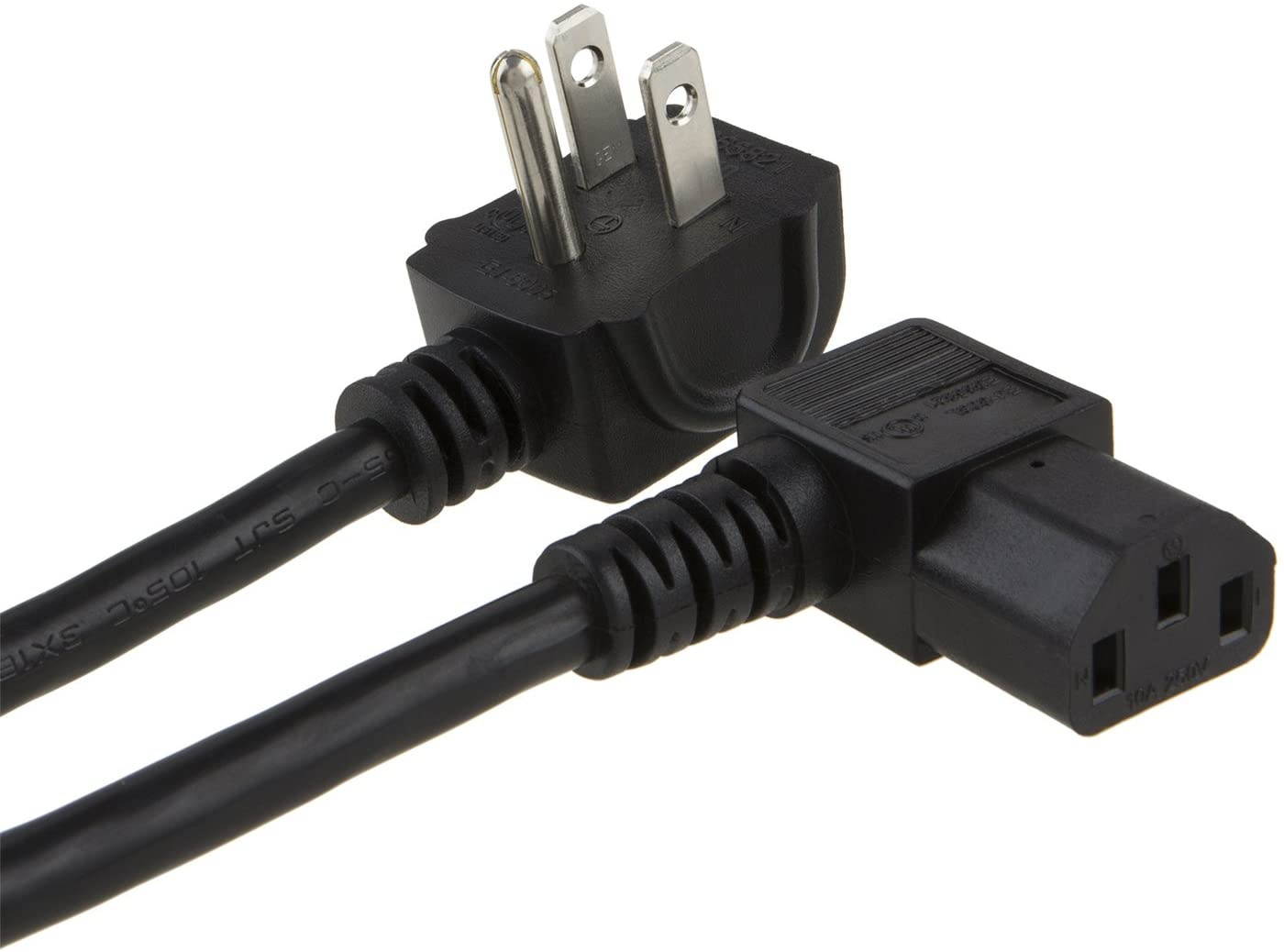 CableCreation 3 Feet 18 AWG Universal Power Cord for NEMA 5-15P Angle Type to IEC320 C13 Angle Type Cable, 0.915M / Black