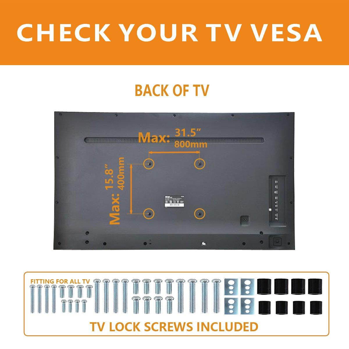 Hemudu Universal Table Top TV Stand Base VESA Pedestal Mount for 27 inch to 55 inch TVs with Cable Management and Height Adjustment,Holds up to 125lbs