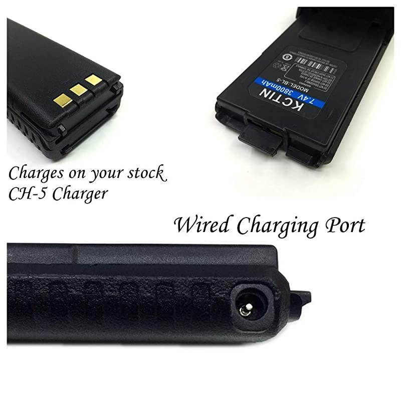 Battery for Baofeng 74V 3800mAh BL5 Walkie Talkies BFF8HP UV5R UV5R Plus UV5RTP UV5RB BFF8 BFF8+ 2 Packs