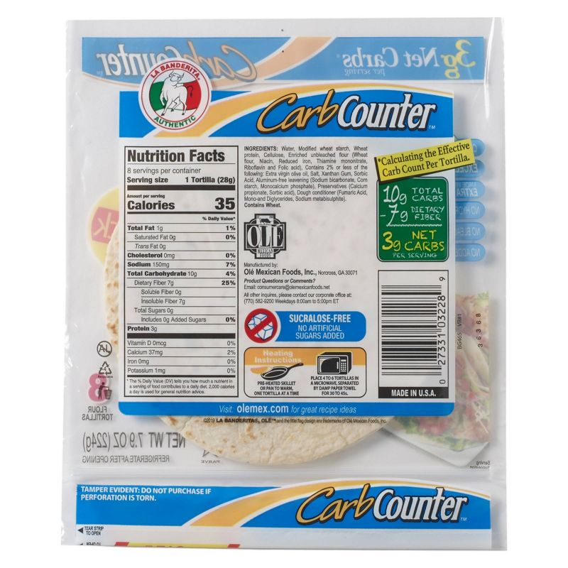 La Banderita Carb Counter Snack Size Tortillas - 7.9oz/8ct
