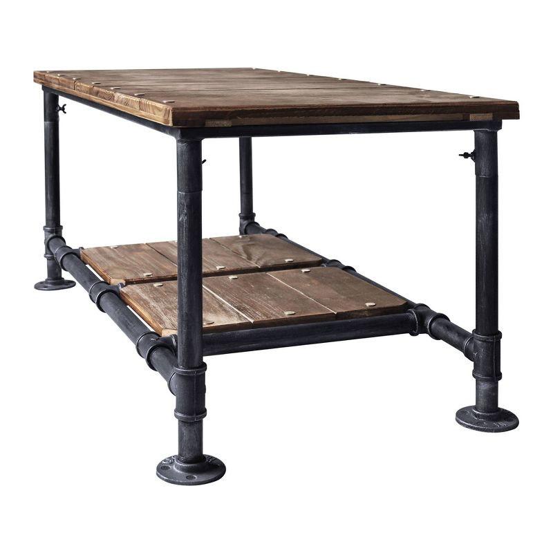 Luka Industrial Coffee Table Gray/Pine Wood - Armen Living