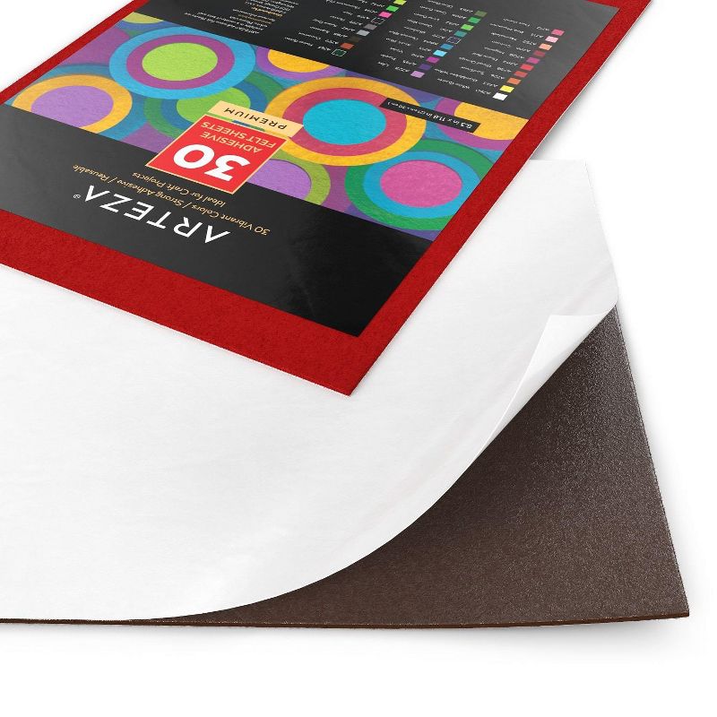 Arteza Adhesive Felt Fabric Sheets, Assorted Colors, 8.3"x11.8" - Set of 30 (ARTZ-8670)