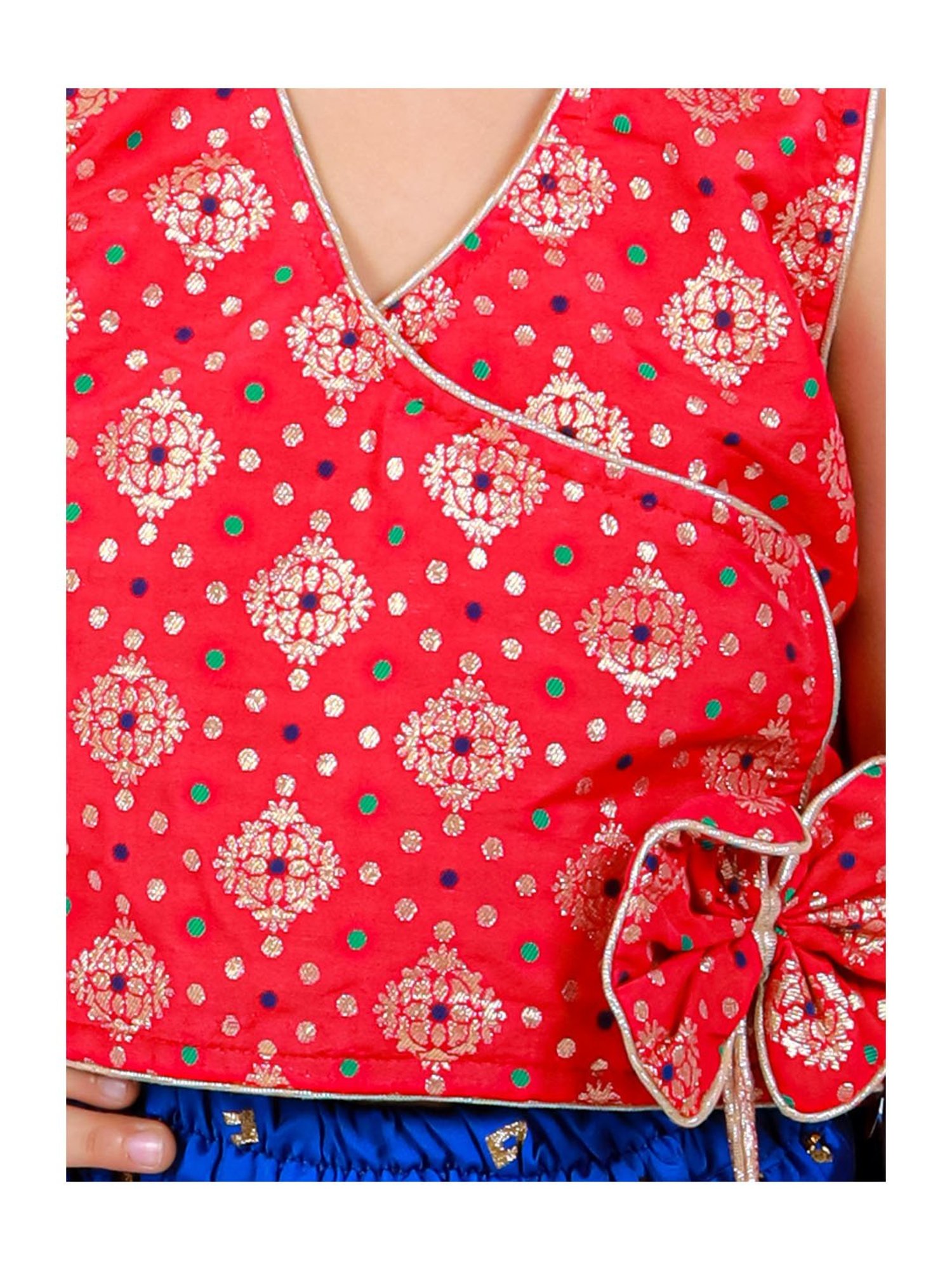 TWISHA Kids Red & Blue Self Design Top with Plazzos