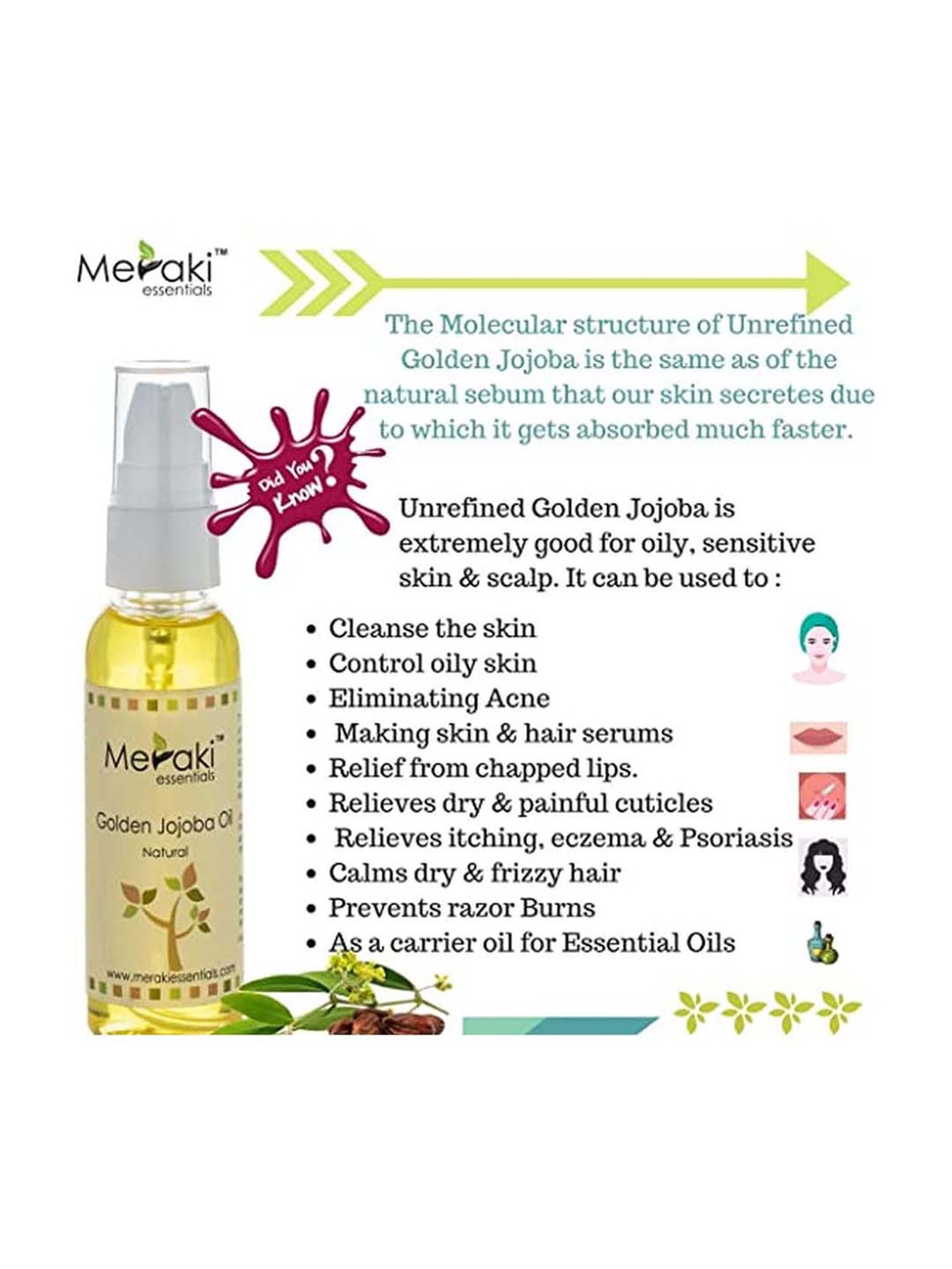 Meraki Essentials Clear Jojoba Natural Oil - 50 ml