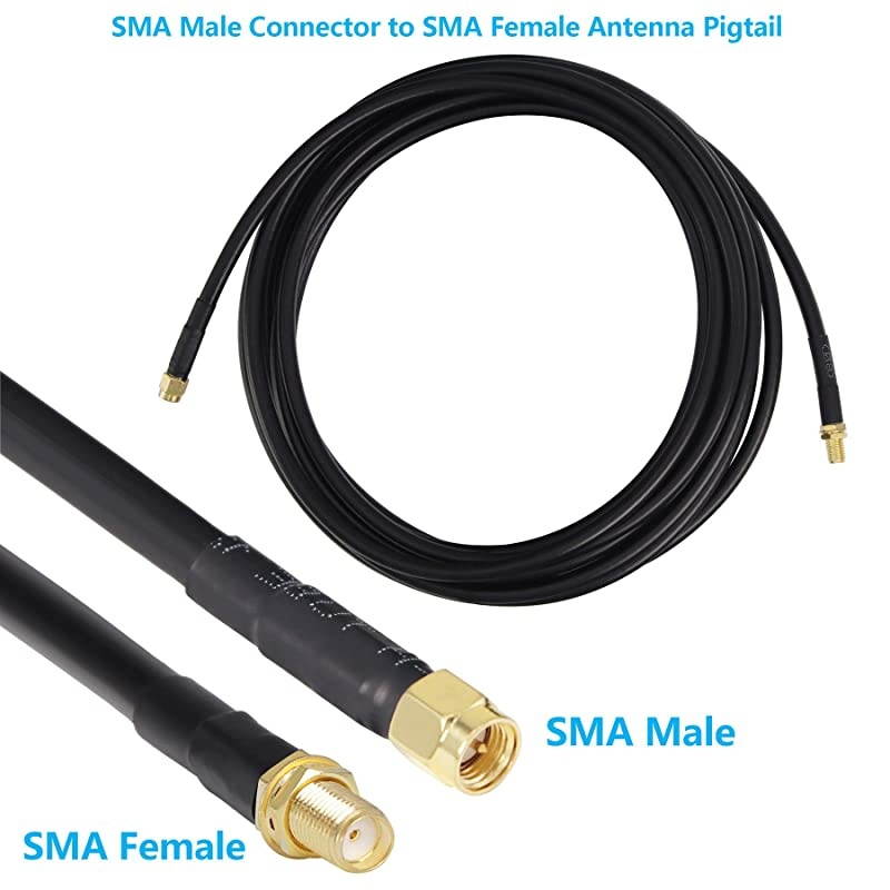 25 ft Low-Loss Coaxial Extension Cable (50 Ohm) SMA Male to SMA Female Connector,  Pure Copper Coax Cables - Antenna Lead Extender for 3G/4G/5G/LTE/ADS-B/Ham/GPS/WiFi/RF Radio Use (Not for TV)