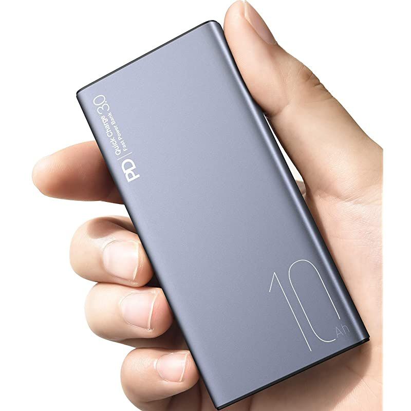 WB1 PD Portable Charger 10000mAh Slim and Light Fast Power Bank 18W High Charging Speed External Battery Pack with USB C Input/Output Compatiable for iPhone,iPad,Samsung,Gray