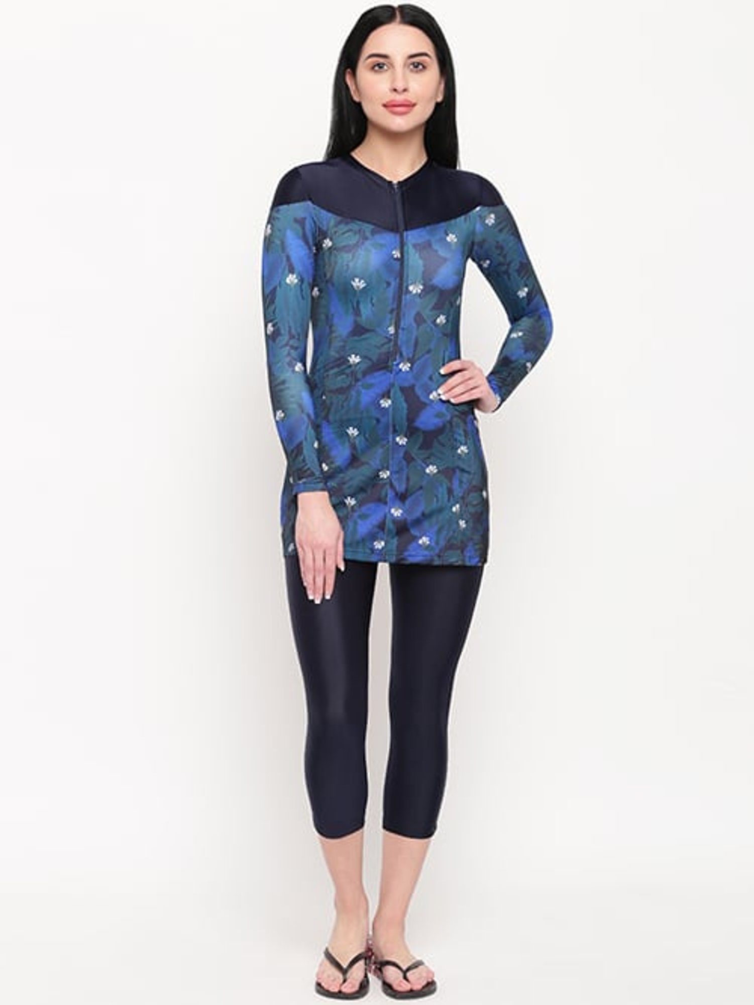 IO Navy Floral Print Swimsuit