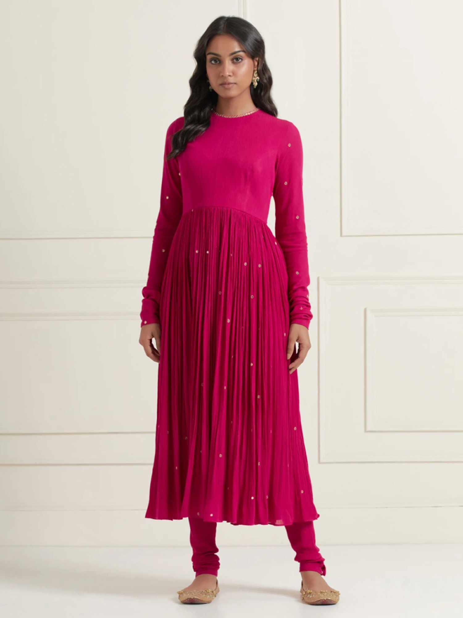 Fusion Beats Light Grey Embroidered A Line Kurta