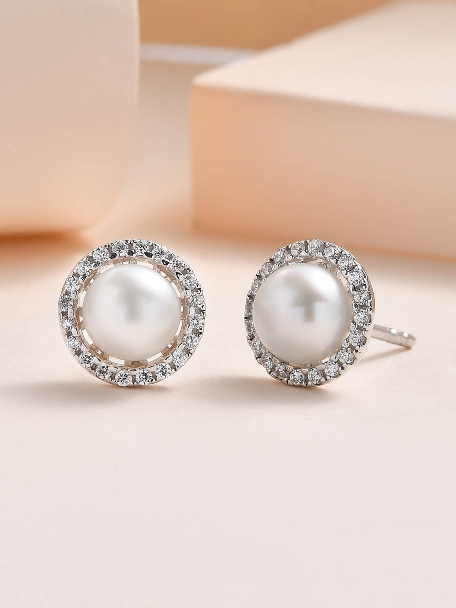 Ornate Jewels 92.5 Sterling Silver Pearl Earrings for Women