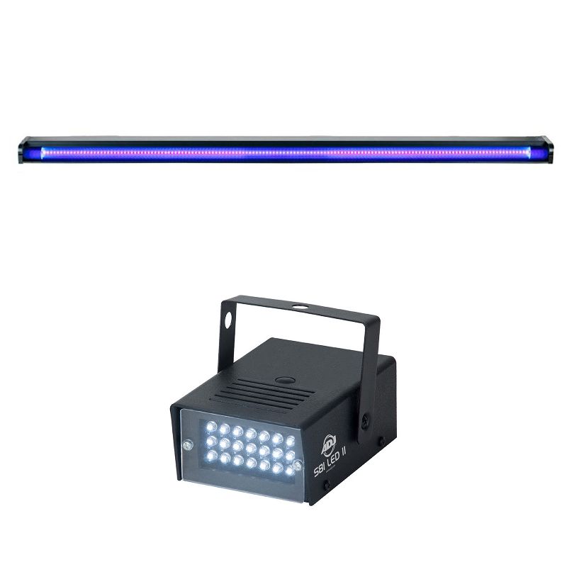 American DJ Startec 48" 20W Stage Party UV LED Black Light Strip Bar and UVLED 48ADJ LED II DJ Party Stage Lighting Variable Speed Mini Strobe Light
