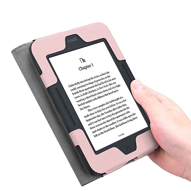 Case for Nook GlowLight 3 Slim Fit Premium Vegan Leather Folio Cover for Barnes and Noble Nook GlowLight 3 eReader 2017 Release Model BNRV520 Rose Gold