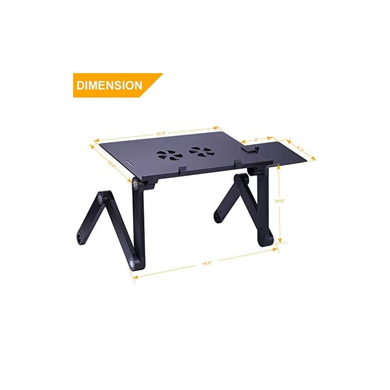 Stand for Bed Cozy Aluminum Vented Lap Workstation Desk with 2 Fan Mouse Pad Foldable Book Reading Stand Notebook Tablet