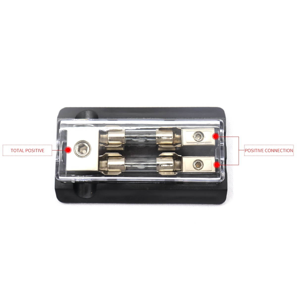 2-Way Fuse Holder Standard Circuit Fuse Board for Car RV (Black)