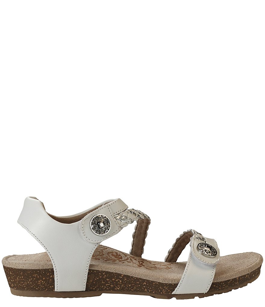 Aetrex Jillian Braided Leather Cork Wedge Sandals