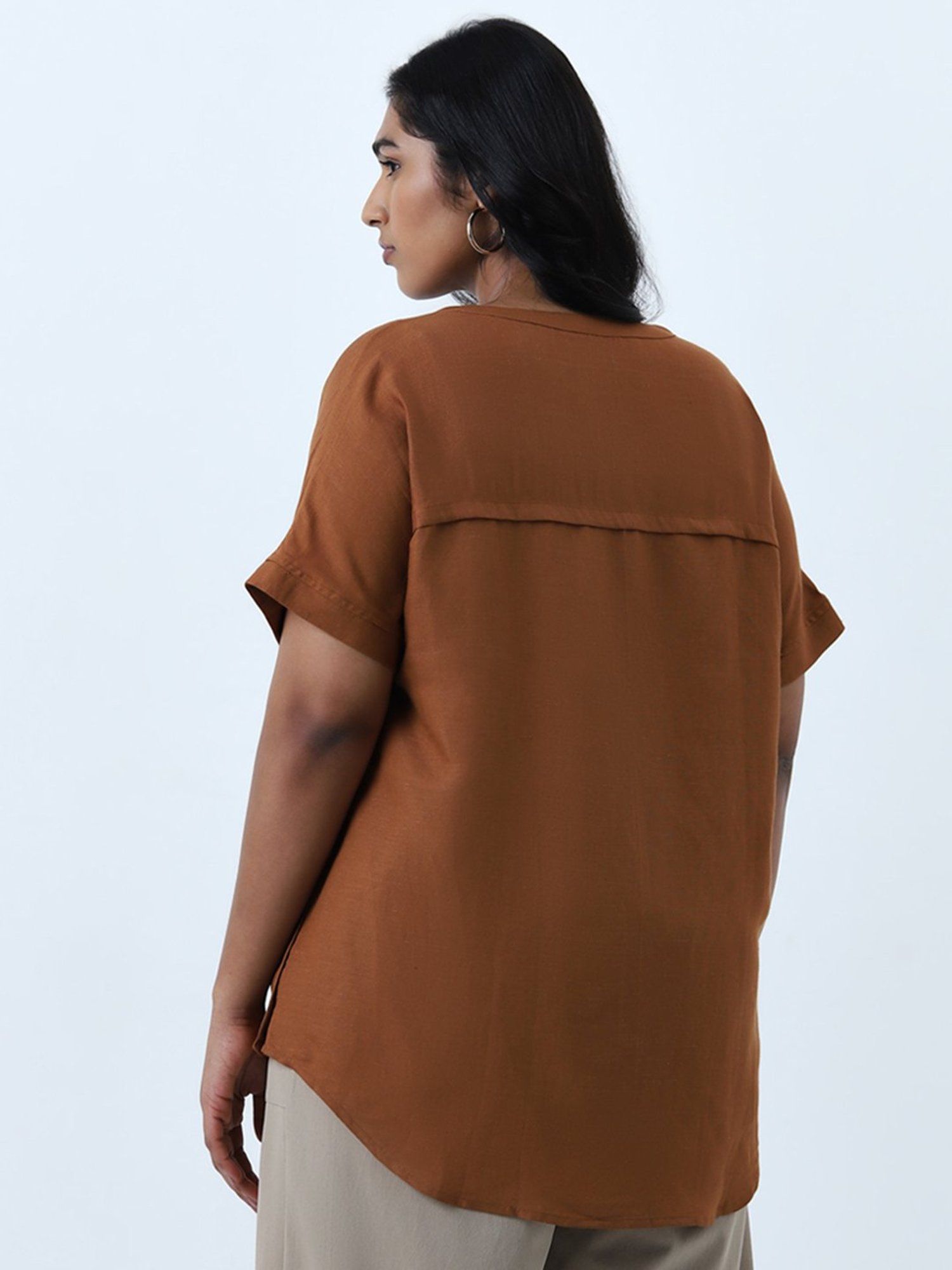 Gia by Westside Brown Solid Top