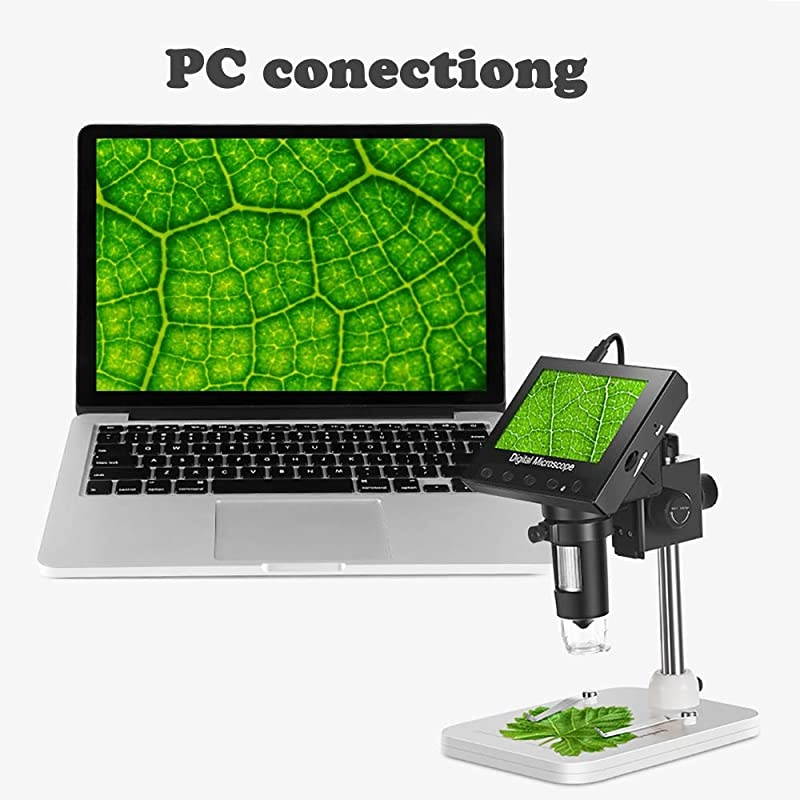 LCD Digital Microscope  43 inch 500X1000X Magnification USB Microscope Magnifier with 8 Adjustable LED Light Rechargeable Handled Microscope Camera for Children Lab Edu Naturalist