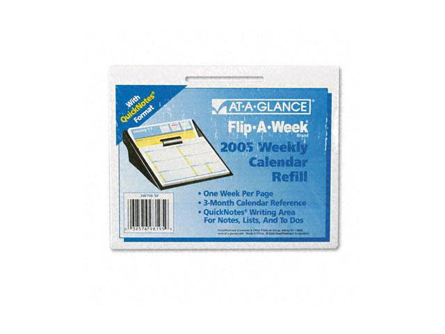 AT-A-GLANCE SW706-50 Flip-A-Week Desk Calendar Refill  with QuickNotes Format, 5 5/8" x 7"