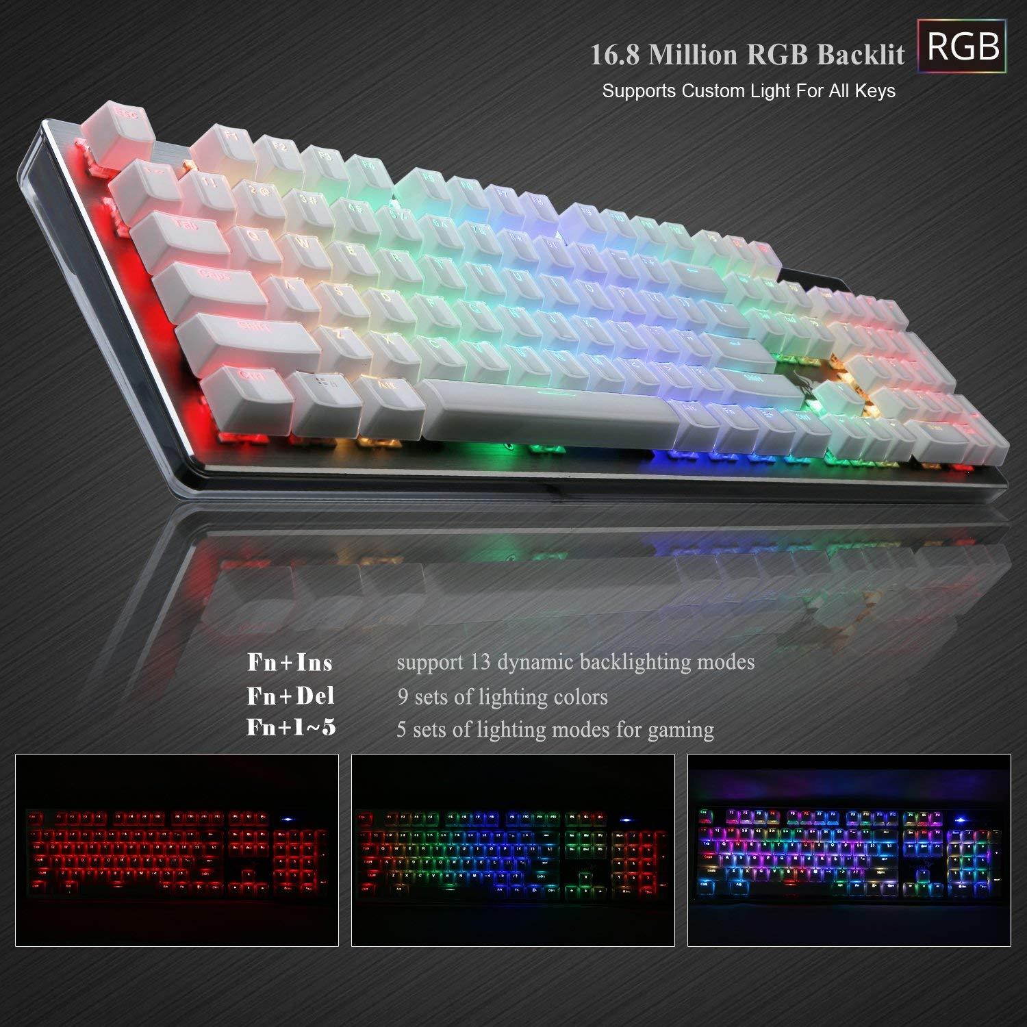 RGB Mechanical Keyboard, Rottay 16.8 Million RGB Backlit Wired Mechanical Gaming Keyboard with Brown Switches 104-Key Anti-ghosting and Fully Programmable for PC&Mac Gamers and Typist