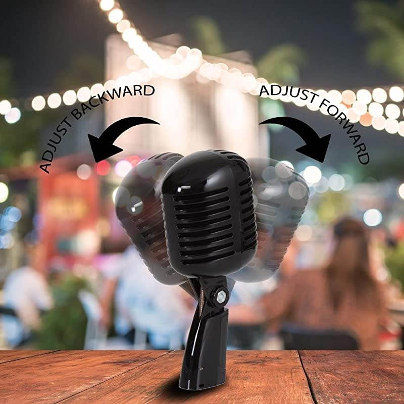 Retro Dynamic Vocal Microphone Old Vintage Style Unidirectional Cardioid Mic with XLR Cable Universal Stand Compatible Live Performance In Studio Recording Pyle Pro PDMICR42BK Black