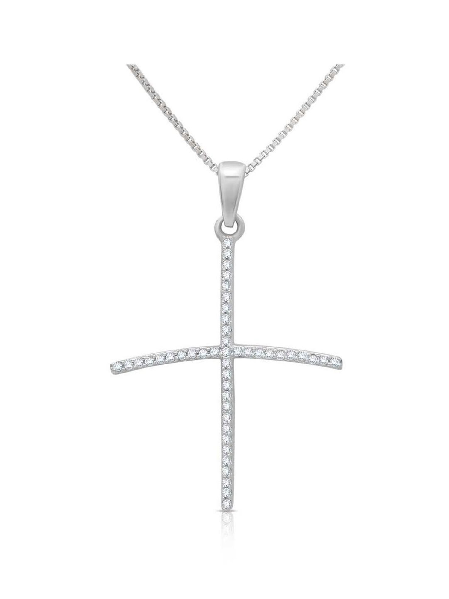 Anayra 92.5 Sterling Silver Cross Pendant with Chain for Women