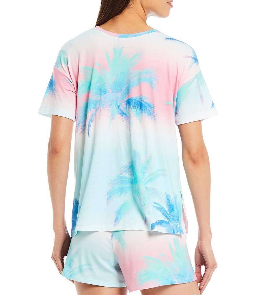 Jasmine & Ginger Tropical Print Jersey Knit Coordinating Sleep Tee