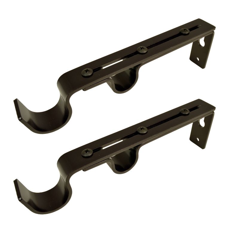 Set of 2 Drapery Rod Brackets Dark Brown - Versailles Home Fashions