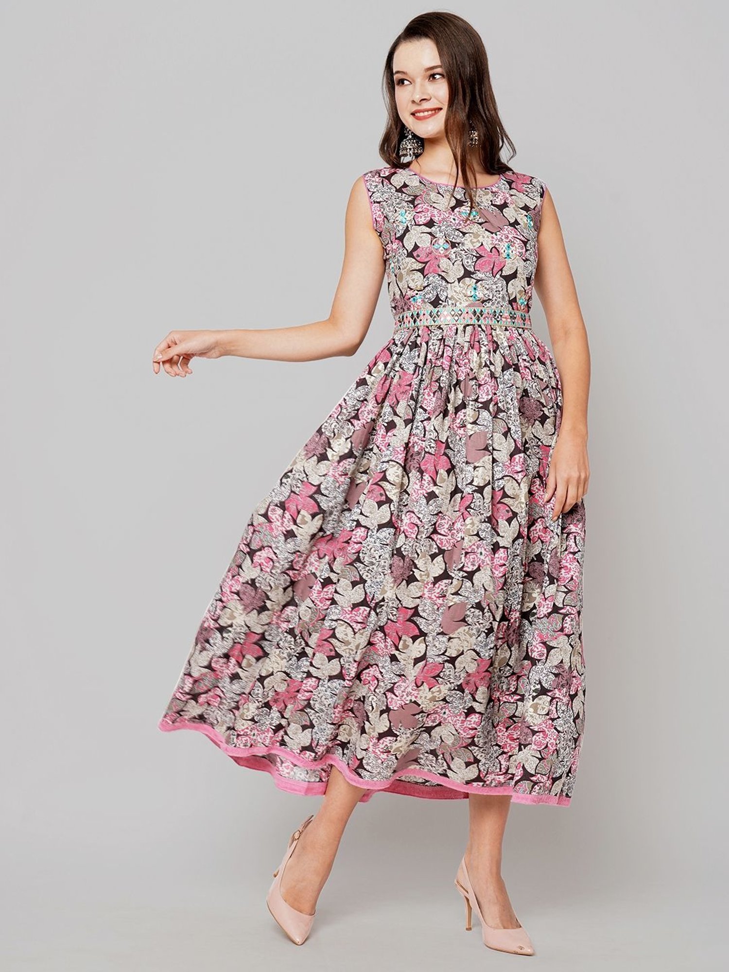 KIANA Multicolored Cotton Printed Maxi Dress