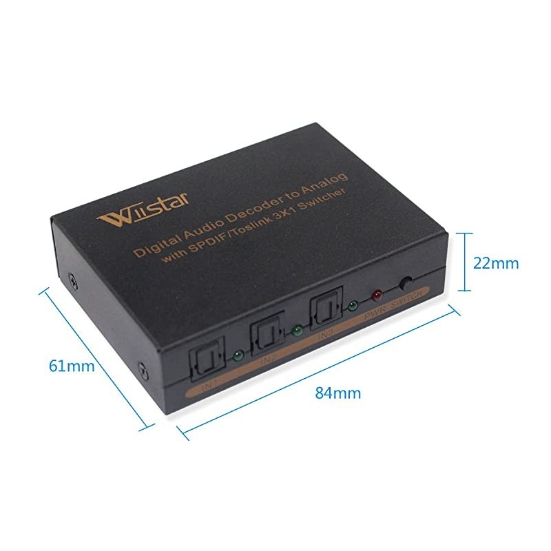 Toslink Switch 3x1 Digital Optical Audio Switch 3x1 with Analog RCA and 35mm Support 51CH 51CH LPCM20 DTS