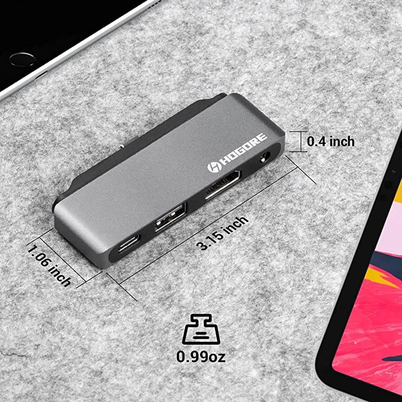 C Hub Adapter for 2018 2020 iPad Pro 129 11 109 iPad Air 4 4in1 Mini Type C Hub with C to HDMI 4K60Hz PD Charging 20 35mm Headphone Jack Compatible with MacBook Pro Air