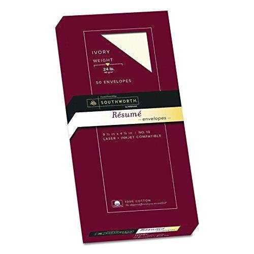 southworth exceptional resume envelopes, 100% cotton, size 10, ivory, 50 count r14i10l